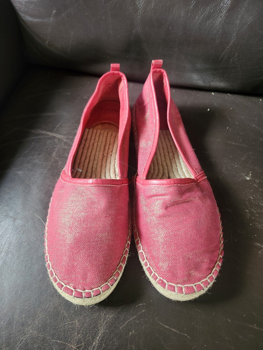 Cole Haan Red & Gold Shimmer Espadrille Flats Women's Size 10B Coastal Grandma - Picture 2 of 8